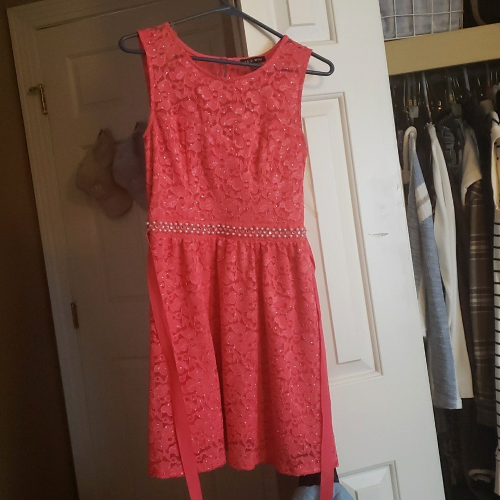 Pink lace party dress